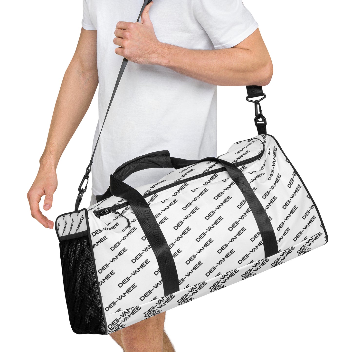 White Multi Print Duffle Bag